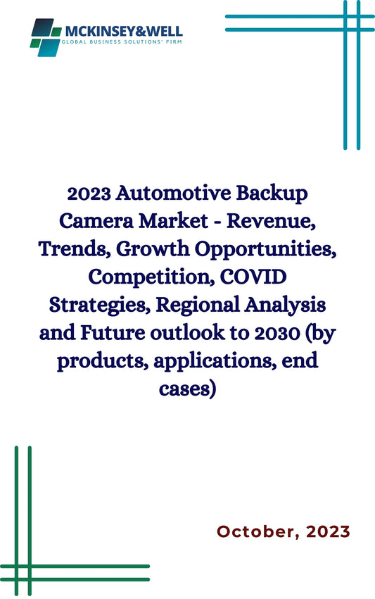 2023 Automotive Backup Camera Market - Revenue, Trends, Growth Opportunities, Competition, COVID Strategies, Regional Analysis and Future outlook to 2030 (by products, applications, end cases)