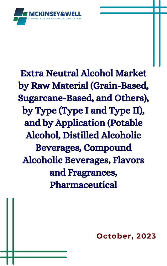 Extra Neutral Alcohol Market by Raw Material (Grain-Based, Sugarcane-Based, and Others), by Type (Type I and Type II), and by Application (Potable Alcohol, Distilled Alcoholic Beverages, Compound Alcoholic Beverages, Flavors and Fragrances, Pharmaceutical