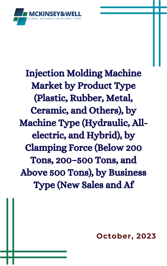 Injection Molding Machine Market by Product Type (Plastic, Rubber, Metal, Ceramic, and Others), by Machine Type (Hydraulic, All-electric, and Hybrid), by Clamping Force (Below 200 Tons, 200–500 Tons, and Above 500 Tons), by Business Type (New Sales and Af