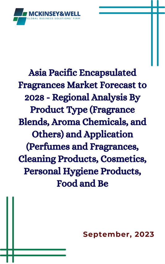 Asia Pacific Encapsulated Fragrances Market Forecast to 2028 - Regional Analysis By Product Type (Fragrance Blends, Aroma Chemicals, and Others) and Application (Perfumes and Fragrances, Cleaning Products, Cosmetics, Personal Hygiene Products, Food and Be