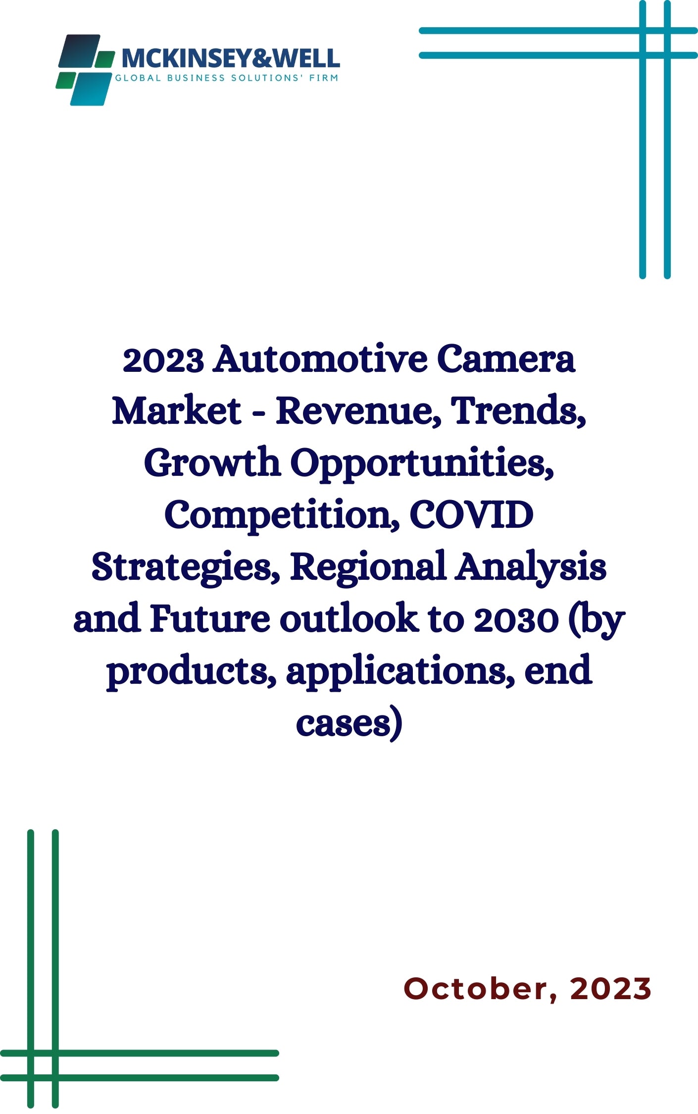 2023 Automotive Camera Market - Revenue, Trends, Growth Opportunities, Competition, COVID Strategies, Regional Analysis and Future outlook to 2030 (by products, applications, end cases)