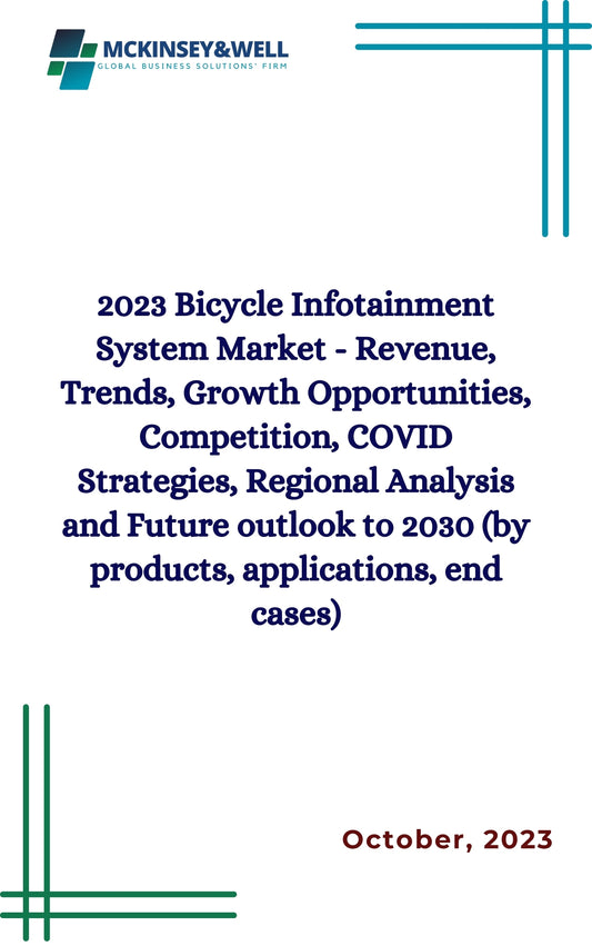 2023 Bicycle Infotainment System Market - Revenue, Trends, Growth Opportunities, Competition, COVID Strategies, Regional Analysis and Future outlook to 2030 (by products, applications, end cases)