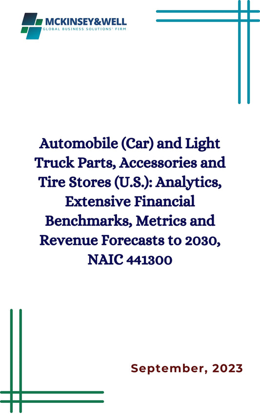 Automobile (Car) and Light Truck Parts, Accessories and Tire Stores (U.S.): Analytics, Extensive Financial Benchmarks, Metrics and Revenue Forecasts to 2030, NAIC 441300