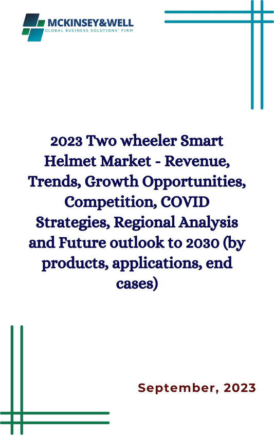 2023 Two wheeler Smart Helmet Market - Revenue, Trends, Growth Opportunities, Competition, COVID Strategies, Regional Analysis and Future outlook to 2030 (by products, applications, end cases)