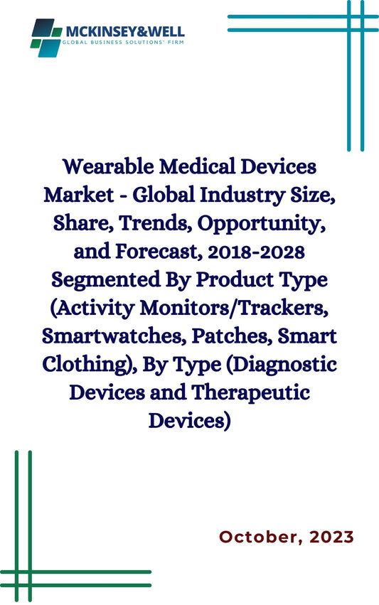 Wearable Medical Devices Market - Global Industry Size, Share, Trends, Opportunity, and Forecast, 2018-2028 Segmented By Product Type (Activity Monitors/Trackers, Smartwatches, Patches, Smart Clothing), By Type (Diagnostic Devices and Therapeutic Devices)